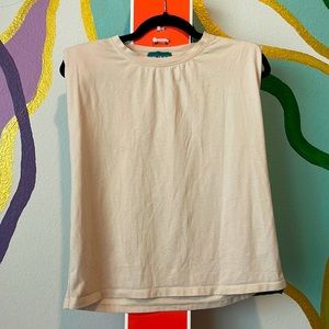 Tan T-shirt with shoulder pads